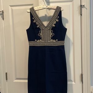 Lilly Pulitzer Navy Dress with Gold Detailing